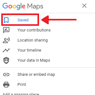 Google Maps - Saved Items