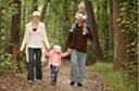 Photo of family walking in the woods